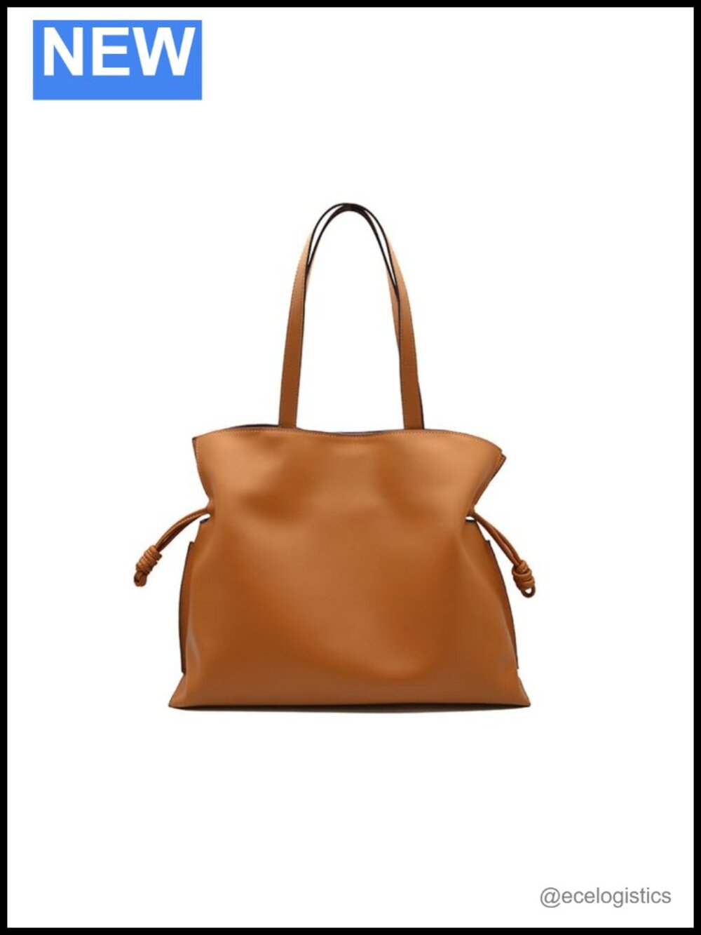 Large Cowhide Leather Drawstring Tote Bag Shoulder Shopping